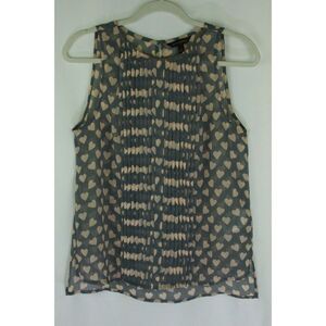 Banana Republic Top Small Heart Print Sleeveless Womens
